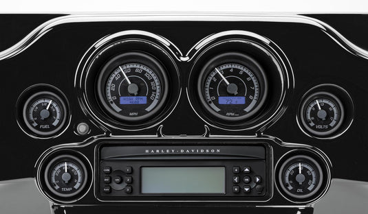 Dakota Digital MVX-8600-KG-C MVX-8K Analog/Digital Plug-In Instrumentation Six-Gauge Kit - Black/Gray Background - Chrome Bezel