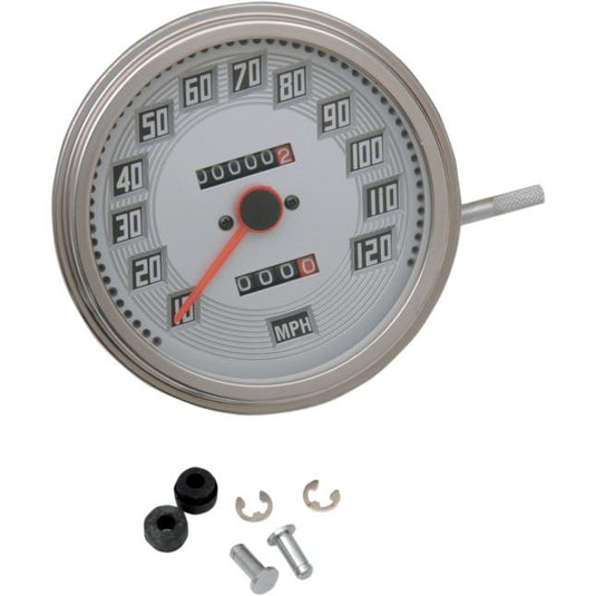 Drag Specialties DS-243832 5in. Dash Mount 2240:60 Speedometer - Billet-Look Face