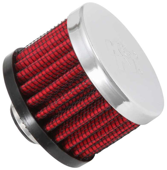 K&N Engineering 62-1320 Rubber Base Crankcase Vent Filter - 3/8in. Flange - Chrome End Cap