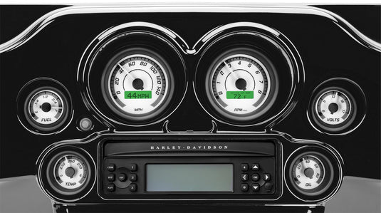 Dakota Digital MVX-8604-WG-K MVX-8K Analog/Digital Plug-In Instrumentation Six-Gauge Kit - White/Gray Background - Black Bezel