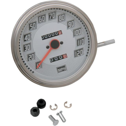 Drag Specialties DS-243893 5in. Dash Mount 2:1 Speedometer - Billet-Look Face