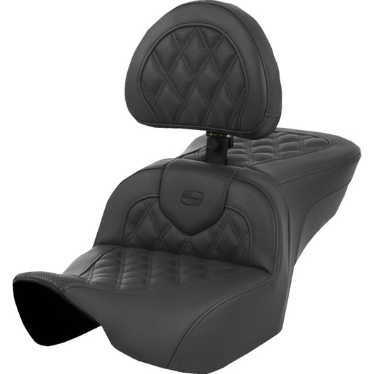 Saddlemen 823-07-182BR Roadsofa LS Seat with Drivers Backrest - Black Stitching