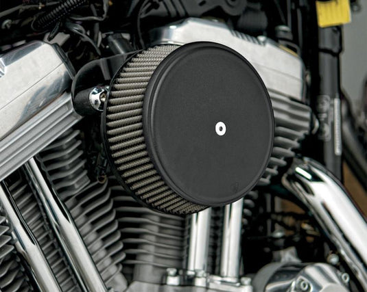 Arlen Ness 18-326 Billet Sucker Stage I Air Filter Kit with Steel Cover - Smooth Black - Red Filter
