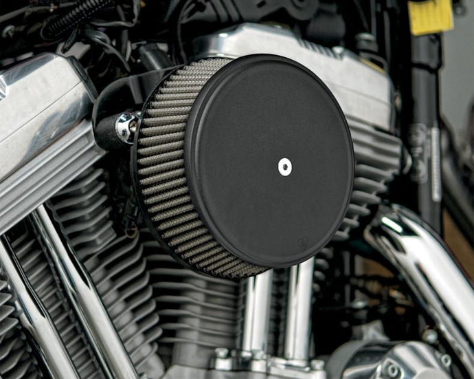 Arlen Ness 18-325 Billet Sucker Stage I Air Filter Kit with Steel Cover - Smooth Black - Red Filter