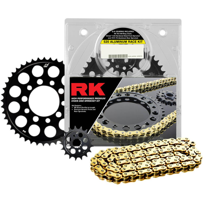 RK 2108-118DG 520 Aluminum Race Chain/Sprocket Kit - Gold Chain