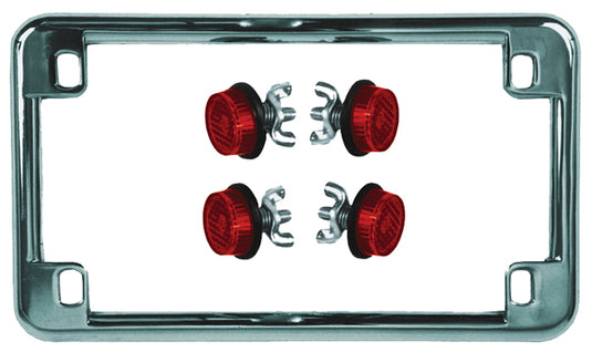 Chris Products 0612 License Plate Frame Holders with 4 Red Reflectors - Black