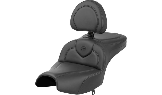 Saddlemen I22-02-187BR Roadsofa Seat with Drivers Backrest - Black/Black Stitching