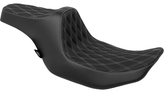 Drag Specialties 0801-1919 Predator III Seat - Double Diamond - SilverThread (Black)