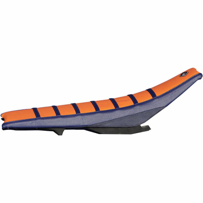 Flu Designs Inc. 55505 Pro Rib Seat Cover - Dark Blue/Orange/Dark Blue