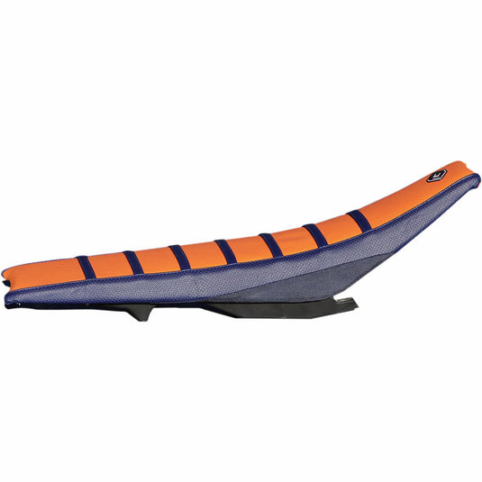 Flu Designs Inc. 55506 Pro Rib Seat Cover - Dark Blue/Orange/Dark Blue