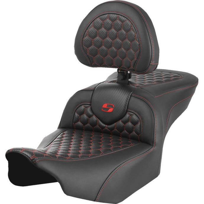 Saddlemen 823-07-189B4 Roadsofa HC Seat with Drivers Backrest - Red Stitching