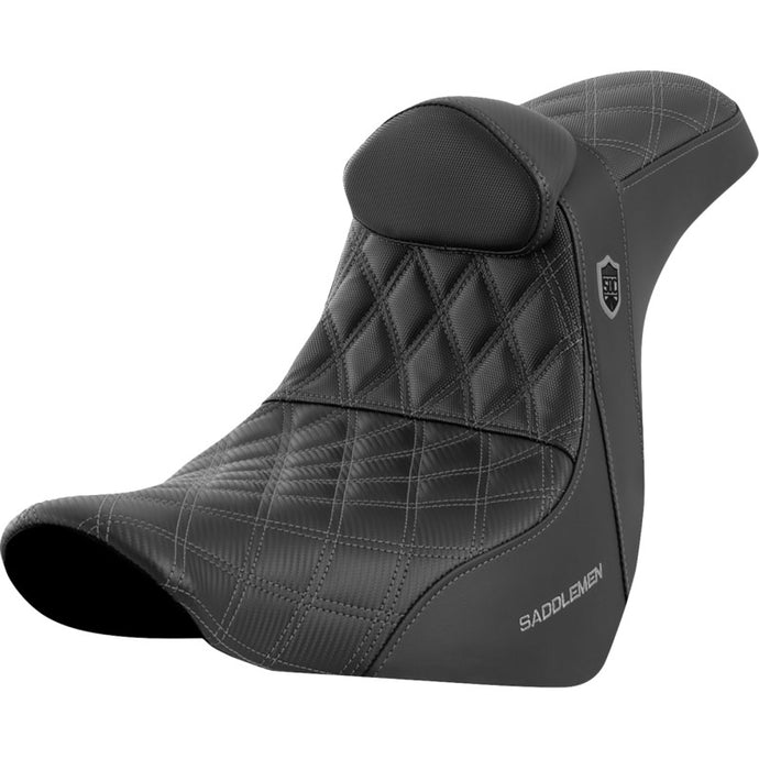 Saddlemen SC81829GRERT Pro Series SDC Performance Gripper Seat with Drivers Backrest - Gray Stitching