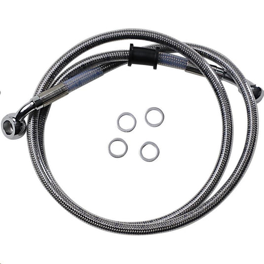 Drag Specialties 1741-5841 Standard Length Front Stainless Steel Brake Line Kit - Clear