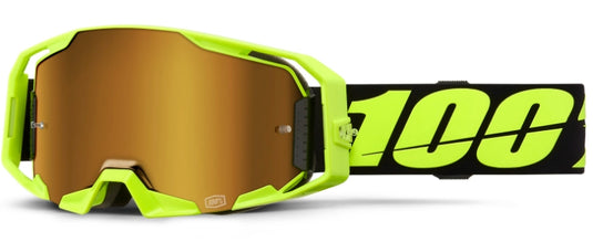 100% Armatic Goggles (One Size Fits Most, Neon Yellow / Mirror True Gold Lens)