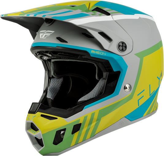 Fly Racing Formula CC Strike Youth Helmets (Large, Matte Gray/Green/Teal)