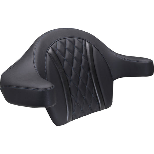 Mustang 88430SB Deluxe Extended Passenger Arm Backrest - Black/Sky Blue Diamond Stitching