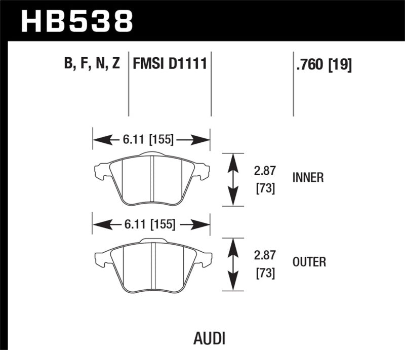 Load image into Gallery viewer, Hawk Performance HB538B.760 HAWK HPS 5.0 Brake Pad Sets
