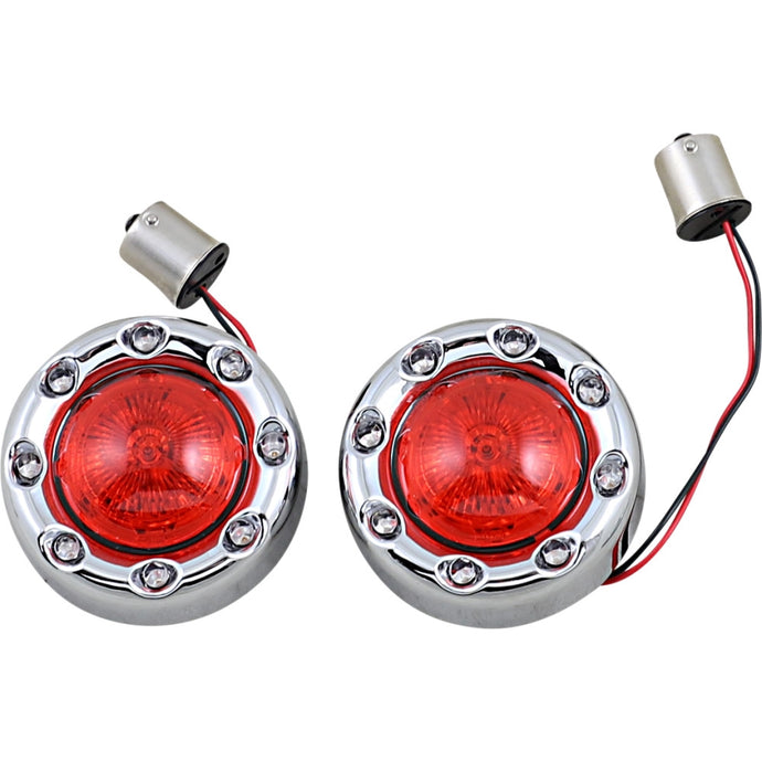 Custom Dynamics PB-BR-RR 56-CR ProBeam Bullet Ringz Rear Turn Signal Inserts - Chrome, Red Lens
