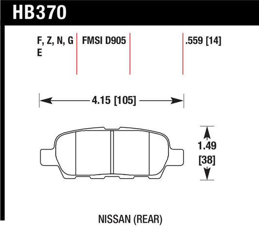 Hawk Performance HB370Z.559 HAWK Ceramic Brake Pad Sets