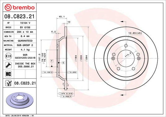 Brembo Oe 08.C823.21 BRE UV Coated OE Equiv Rotors
