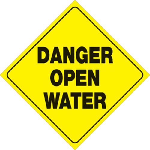 Voss 430 DOW YR 12x12in. Reflective Trail Sign - Danger Open Water (Yellow/Black)