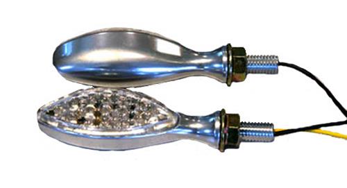 K&S Technologies 25-8913 LED Ultra Mini Stalk Marker Lights - Oval Brushed Chrome Body