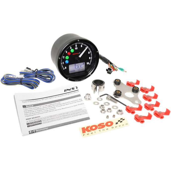 Koso North America BA035K00-HD HD TNT-01 Electronic Speedometers/ Tachometers - Black/Black