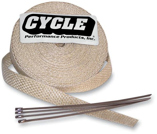 Cycle Performance CPP/9043 Exhaust Pipe Wrap with Tie Wraps - 2in. x 25ft. - Natural
