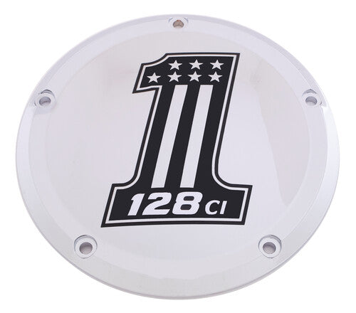 Custom Engraving Ltd 128-14-46 Displacement Derby Cover - 128 Cubic Inch - Chrome