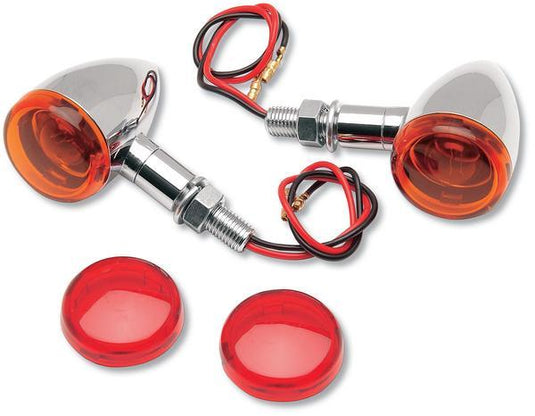 Drag Specialties 2040-0278 Mini Deuce Marker Lights with Stud Mount - Chrome Housing - Amber/Red Lens