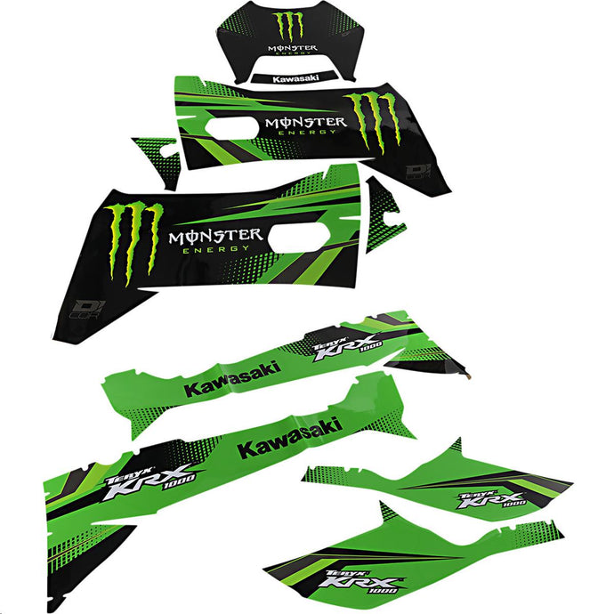 Dcor 20-20-291 Graphic Kit - Monster Energy Kawasaki, Green/Black (2-Door)