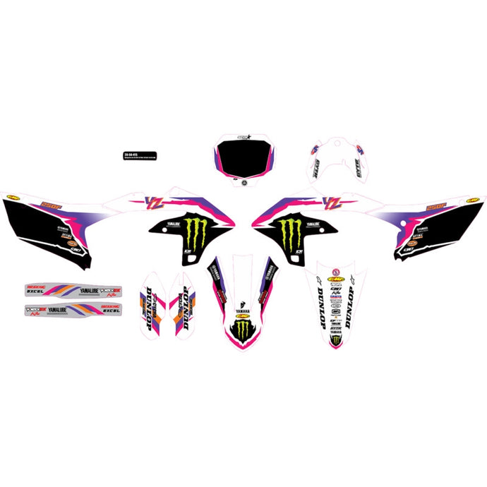 Dcor 20-50-415 YZ Retro Monster Energy Complete Graphics Kit - Black Background