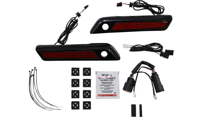 Custom Dynamics CD-SBL-BCM-RB Saddlebag Hinge Covers with LED Light - Red/Black