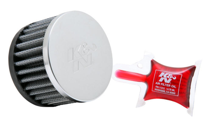 K&N Engineering RC-0840 Universal Round Straight Air Filter - Chrome End Cap