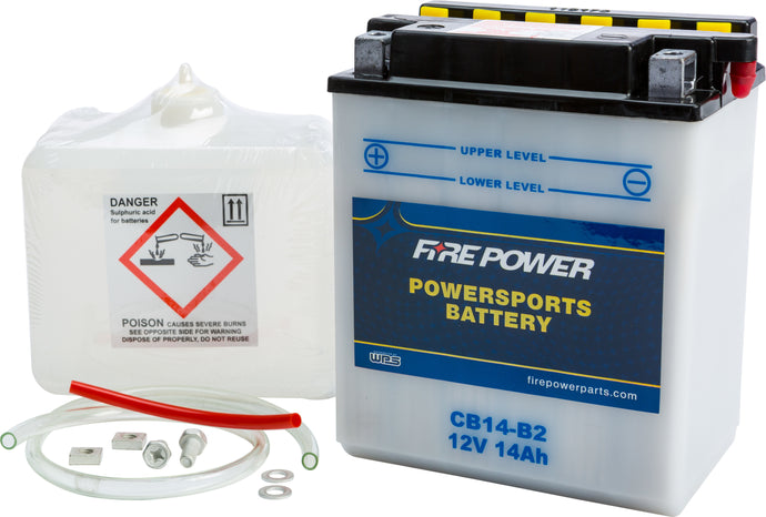 Fire Power CB14-B2 Conventional 12V Heavy Duty Battery With Acid Pack