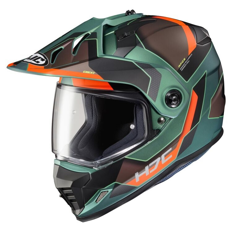 HJC DS-X1 Synergy Helmet Semi-Flat Green/Dull Orange (MC-47SF) Green