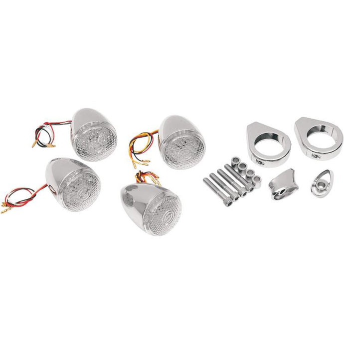 Drag Specialties 2020-0274 Deuce-Style DOT-approved LED Turn Signal Kit - Clear Honeycomb lens