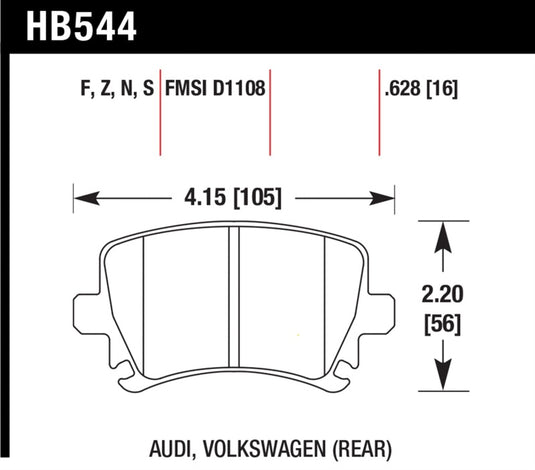 Hawk Performance HB544N.628 HAWK HP+ Brake Pad Sets