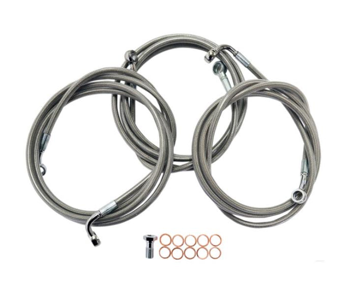 La Choppers LA-8051B16 Stainless Steel Brake Line Kit - 15-17in. Ape Hangers