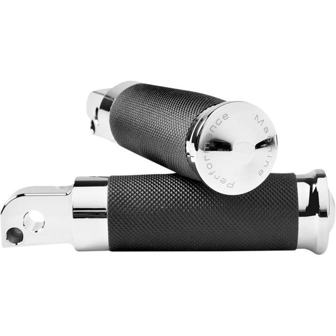 Performance Machine 0035-1237M-CH Contour M8 Passenger Footpegs - Rubber Wrapped - Chrome