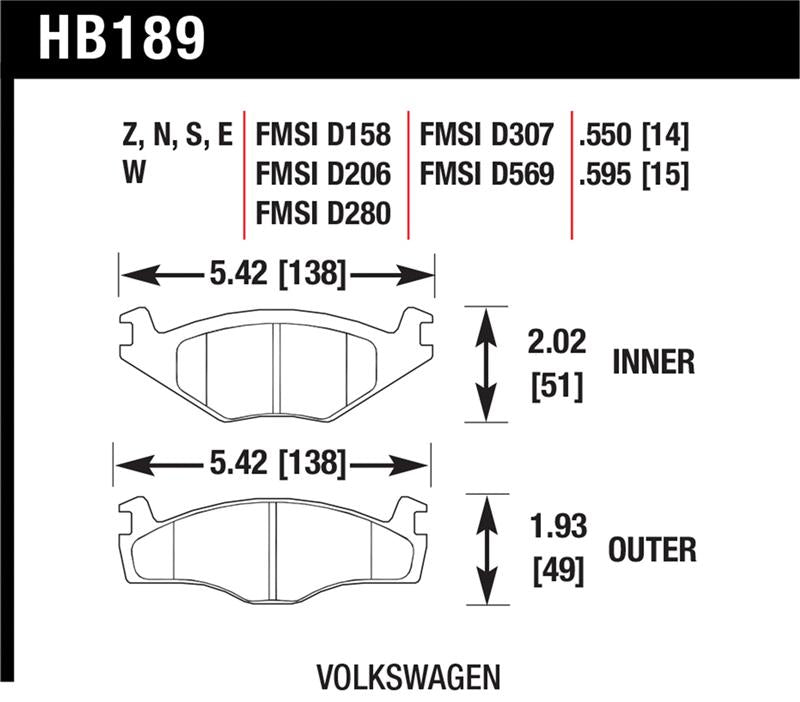 Load image into Gallery viewer, Hawk Performance HB189E.595 HAWK Blue 9012 Brake Pad Sets
