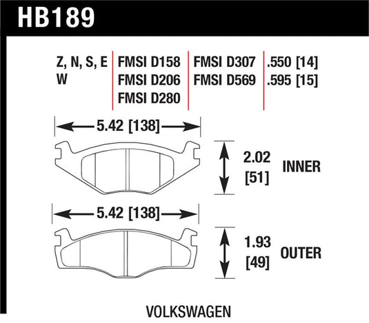 Hawk Performance HB189E.595 HAWK Blue 9012 Brake Pad Sets