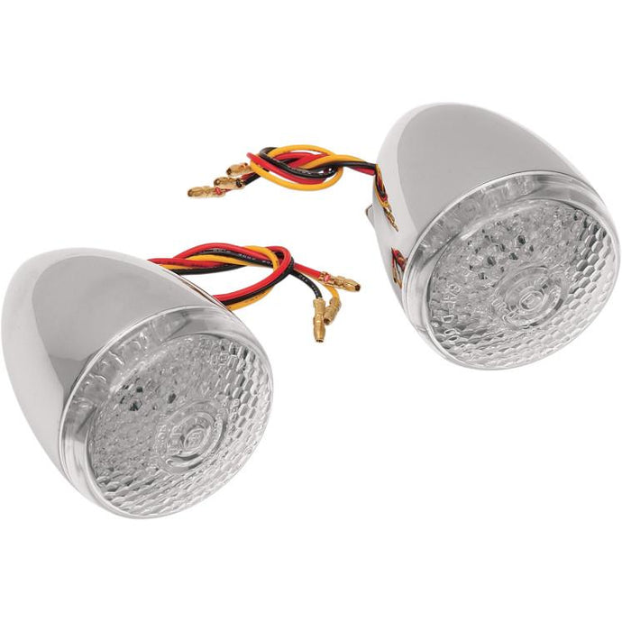 Drag Specialties 2020-0276 Front Deuce-Style DOT-approved LED Turn Signal Kit - Amber LED - Clear lens