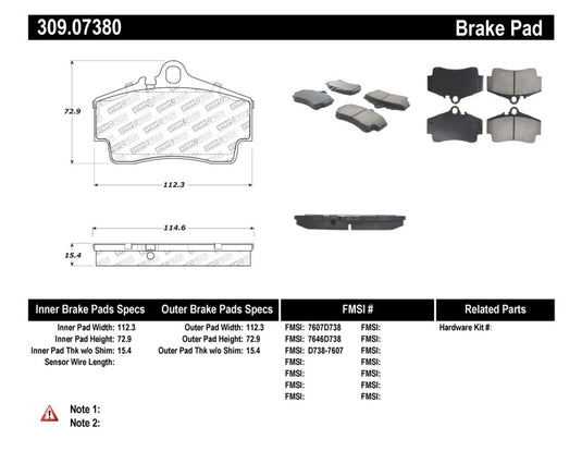 Stoptech 309.07380 ST Sport Brake Pads