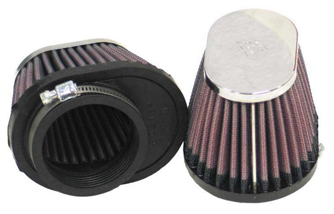 K&N Engineering RC-0982 Clamp-On Custom Oval Tapered Air Filter - Chrome End Cap
