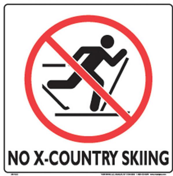 Voss 333 NCC WP 12x12in. Trail Sign - No X-Country Skiing (White/Black)