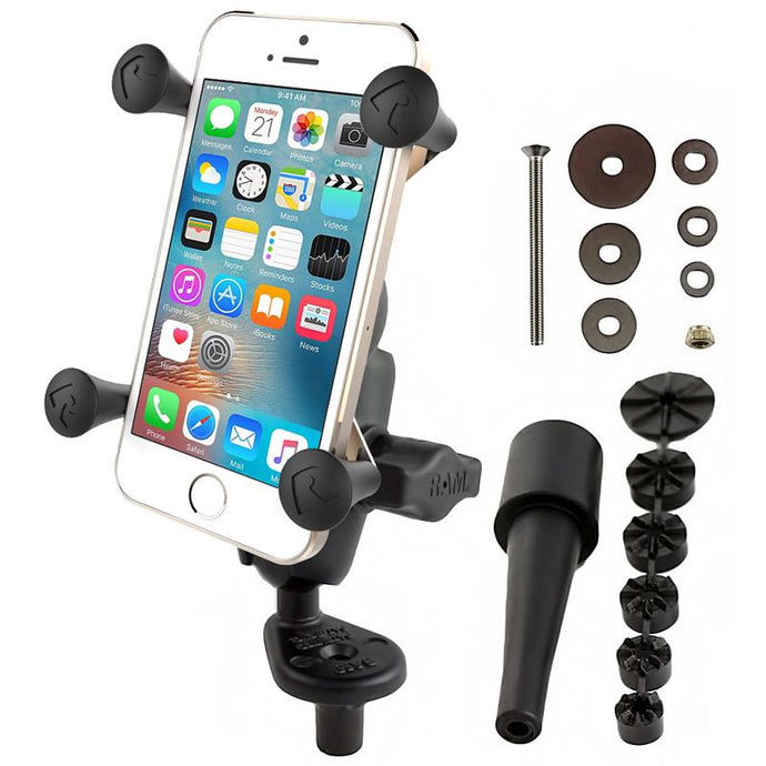 Ram Mounts RAM-B-176-A-UN7 RAM Fork Stem Mount with Short Double Socket Arm & Universal X-Grip Cell/iPhone Cradle