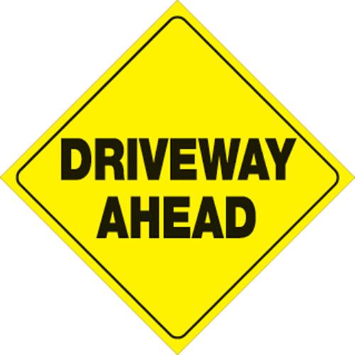 Voss 426 DRA YR 12x12in. Trail Sign - Driveway Ahead (Yellow/Black)