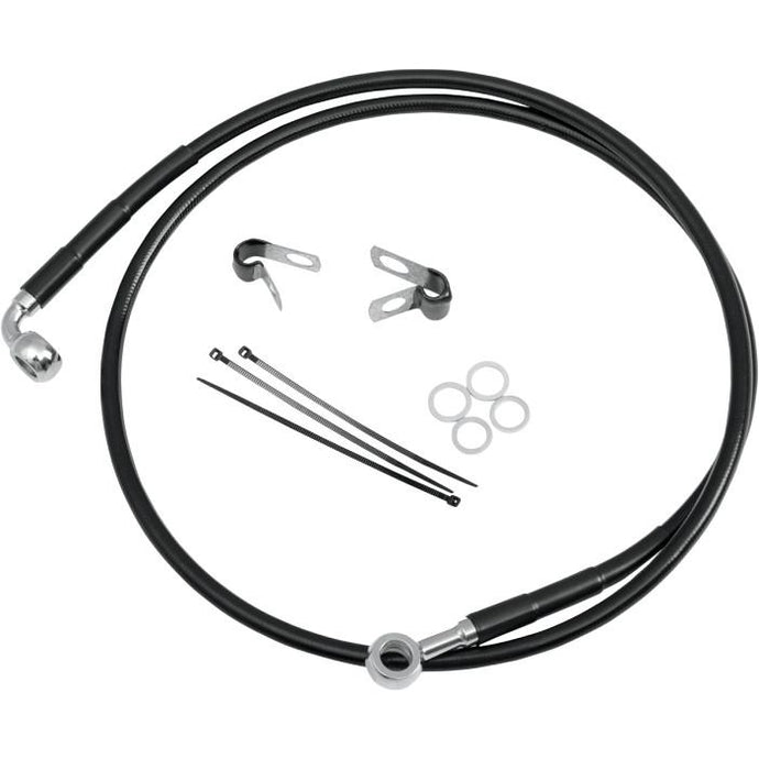 Drag Specialties 1741-2512 Extended Stainless Steel Front Brake Line Kit - Black Vinyl Coated - 15 3/8in./31in.