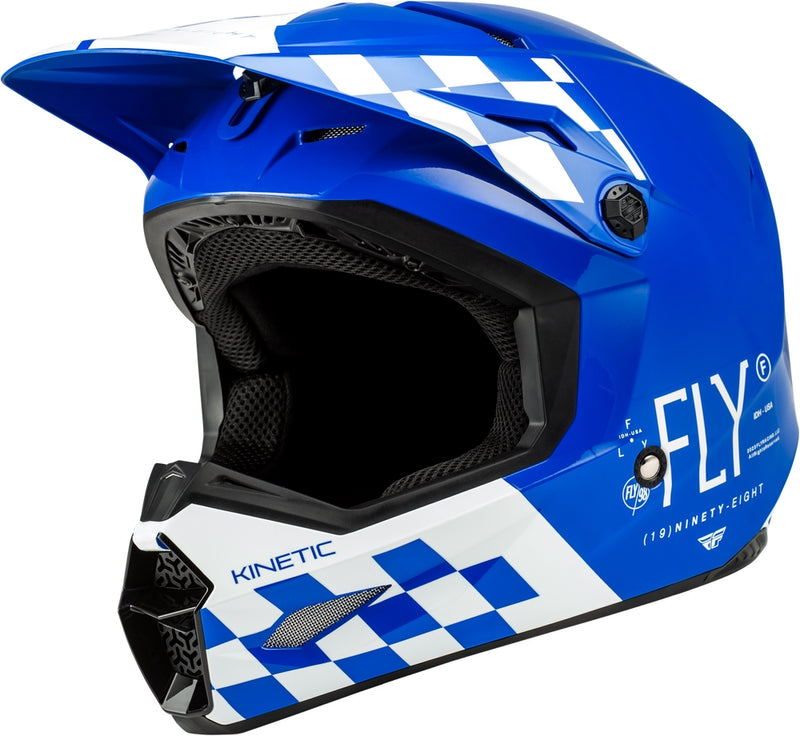 Load image into Gallery viewer, Fly Racing Kinetic Lite Rival Youth Helmet (Large, Gloss Blue/White)
